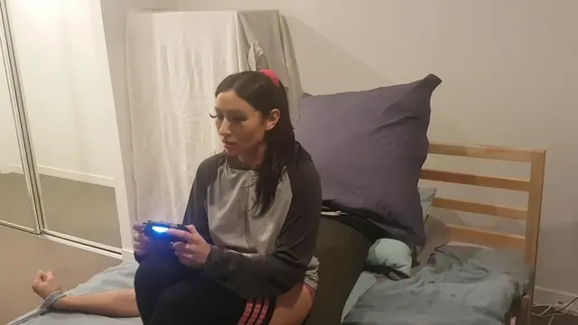 Poster: Thigh High Socks Smother While Gaming