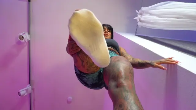 Poster: Goddess Nisha – I will push my smelly sports socks into your face Socks Giantess Feet with Poster: Goddess Nisha – I will push my smelly sports socks into your face Socks Giantess Feet with