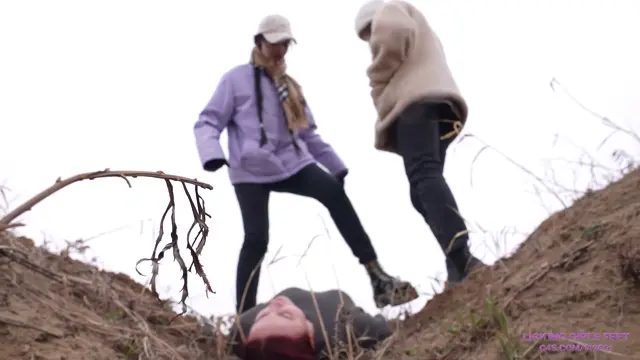 Poster: Licking Girls Feet – SERVANTS FOR GIRLS – KARINA and SARAH – Do you like to walk with your Mistresses