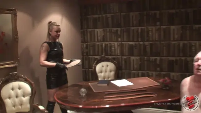 Poster: Mistress Athena - Long leather gloves, leather dress leather boots, and a hard